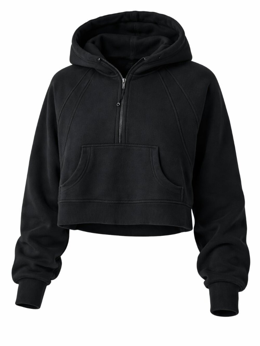 Lululemon Scuba Oversized Cropped Half-Zip Hoodie Black M/L Thumbholes Kangaroo